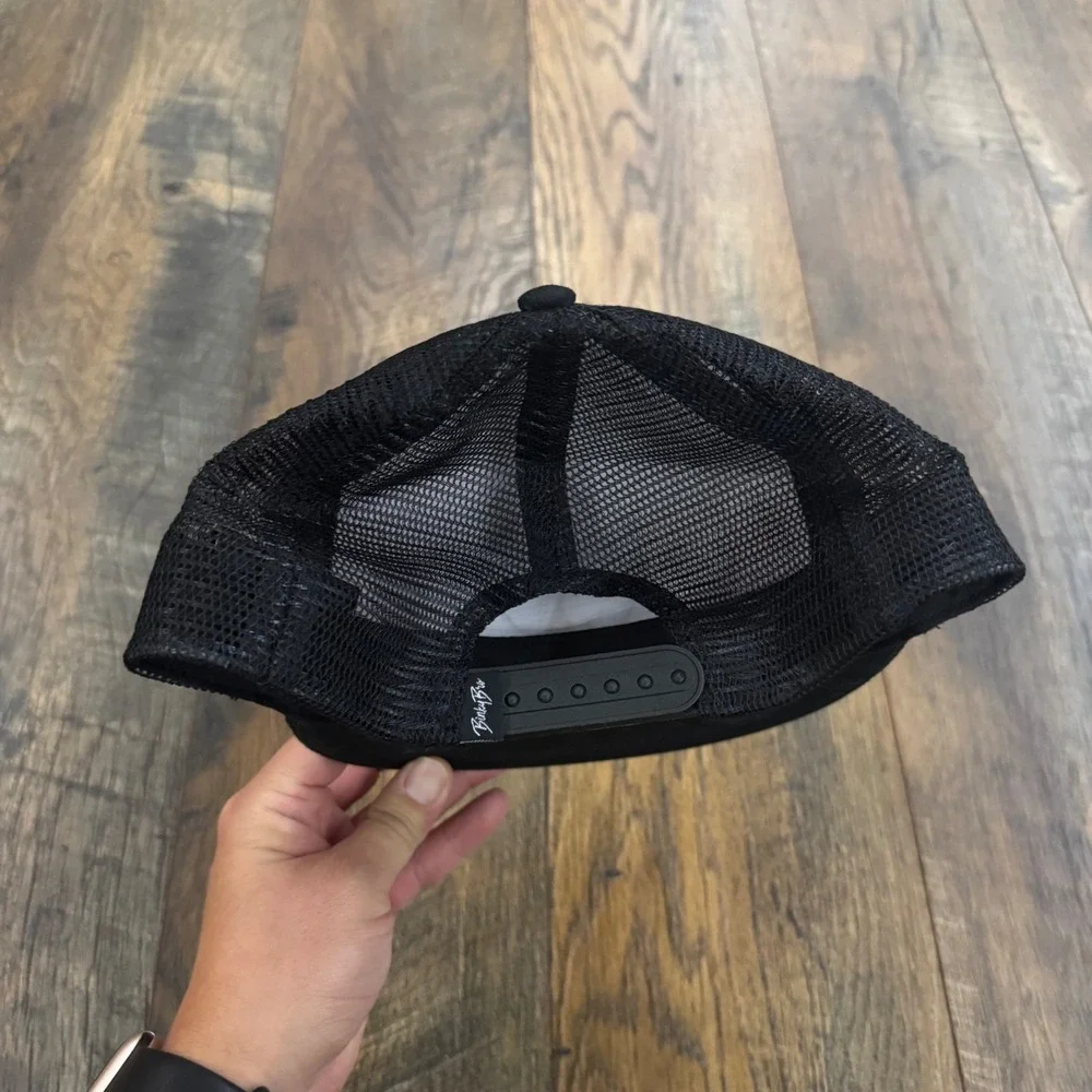BinkyBro Skate Co Youth Trucker Hat Black White Snapback Mesh Flat Brim Cap